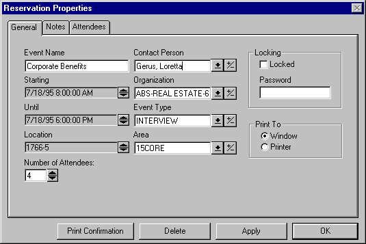Reservation General Information Image
